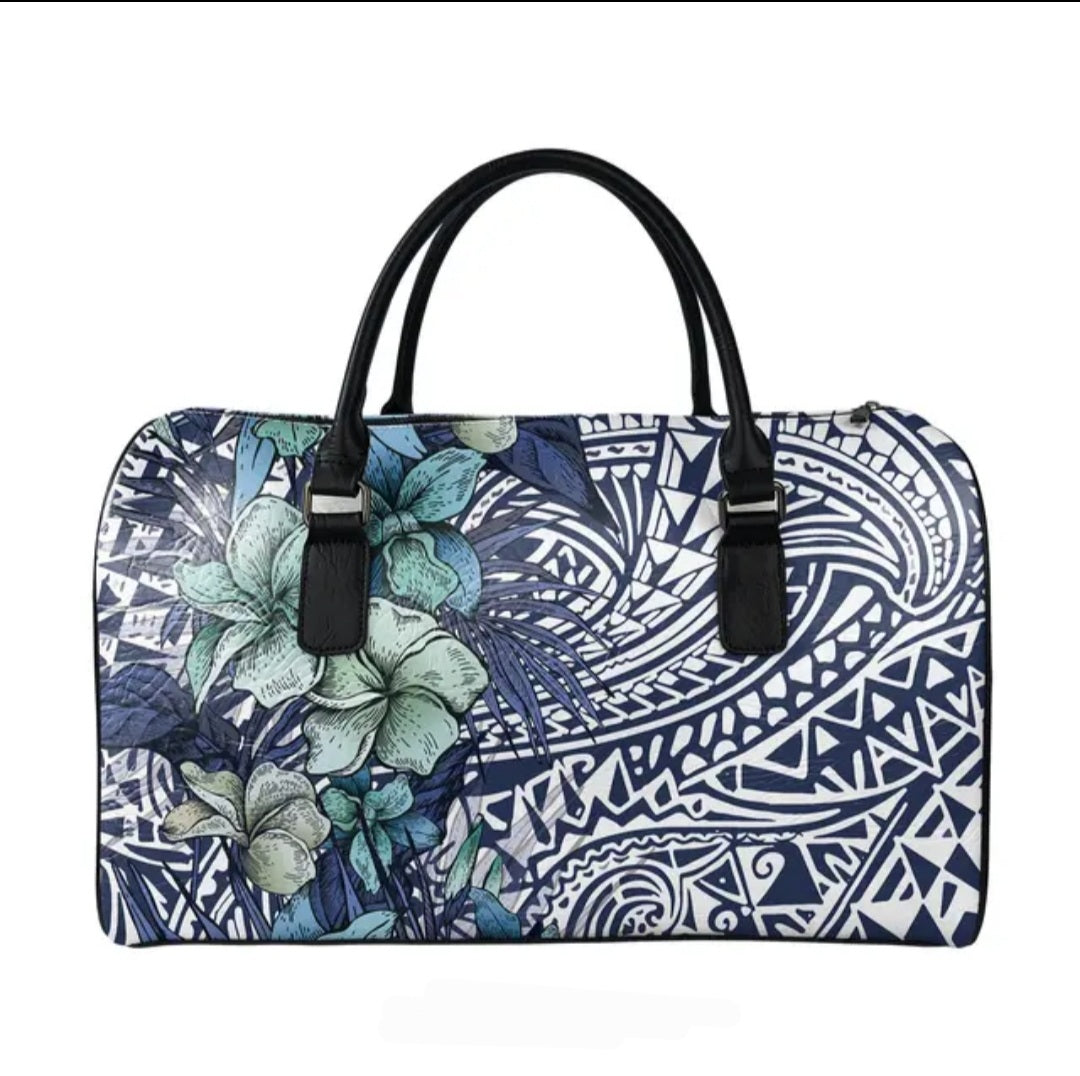 TRIBAL DUFFLE BAG BLUE PLUMERIA