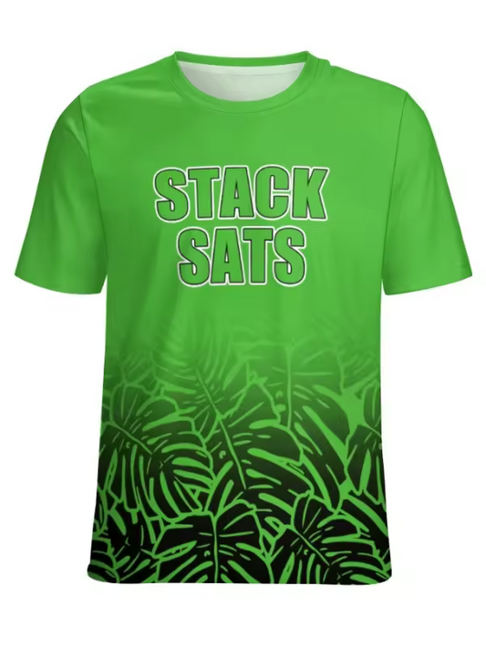 STACK SATS GREEN TRIBAL TSHIRT