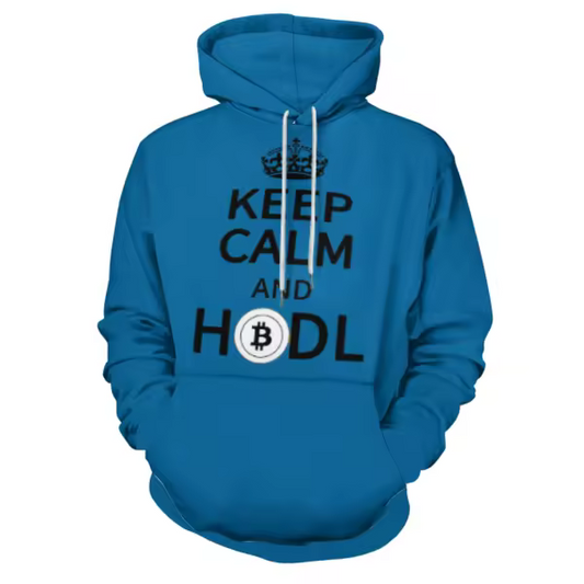 KEEP CALM & HODL BLUE HOODIE